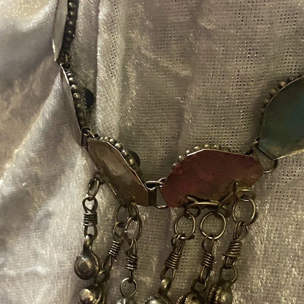 Vintage Chocker Necklace Southwest Style Silver-tone with Black Stone Center - Picture 6 of 9